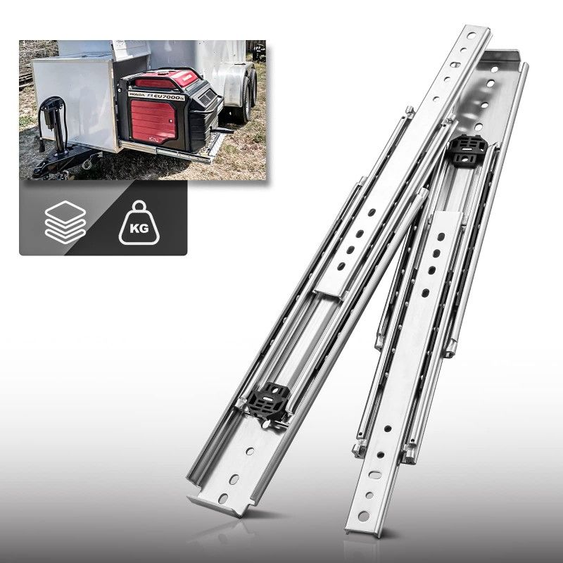 AOLISHENG 1 Pair Heavy Duty Drawer Slides 12 14 16 18 20 22 24 26 28 30 32 34 36 38 40 44 48 52 56 60 Inch 300 Lb Load Capacity Side Mount Full Extens