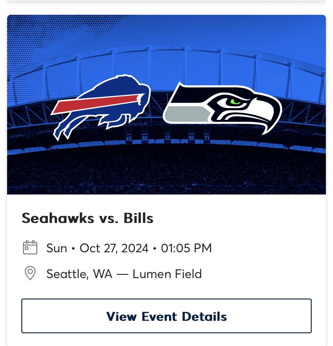 Seattle Seahawks vs Buffalo Bills (10/27/24)-Price Per Ticket