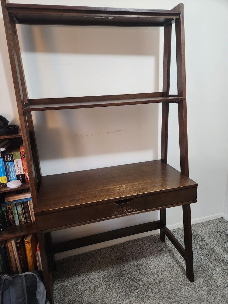 Desk With Attached Shelves