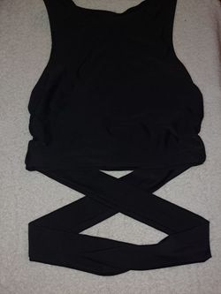 Black Crop Top with Wrap Tie Detail