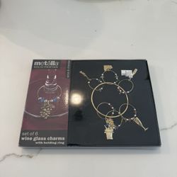 Set of 6 Metalla wine glass charms 