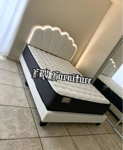 New queen bed frame with mattress