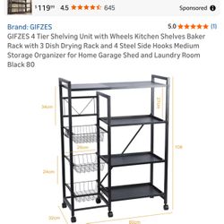4 Tiers Shelving Unit…kitchen Shelves Baker Unit