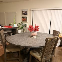 ROUND REAL WOOD DINING SET