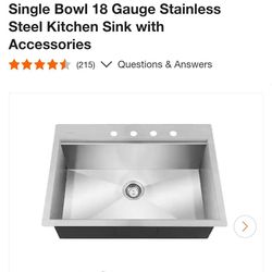 Glacier Bay
Zero Radius 30 in. Drop-In Single Bowl 18 Gauge Stainless Steel Kitchen Sink with Accessories