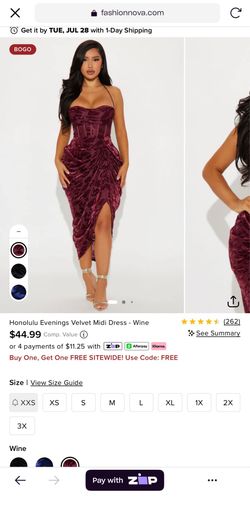 Honolulu Evenings Velvet Midi Dress - Wine