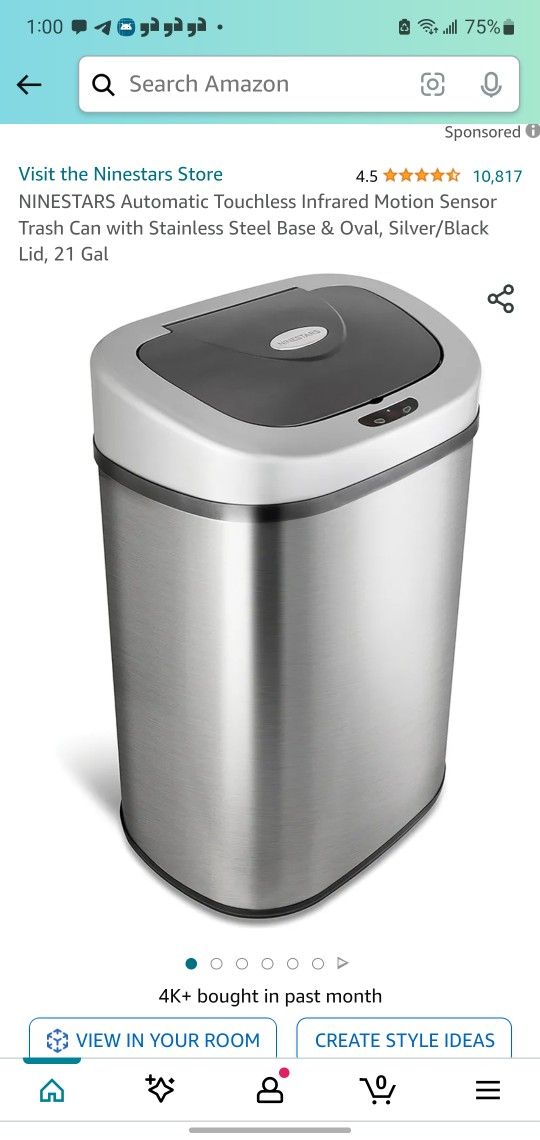 Motion Sensing Metal Trash Can