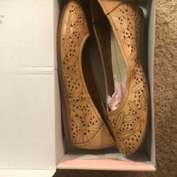 Womens Leather Flats Ergonomic Size 8