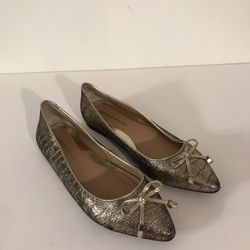 Antonio Melani Women’s Metallic Gold Crocodile Embossed Leather Flats Size 8.5 M