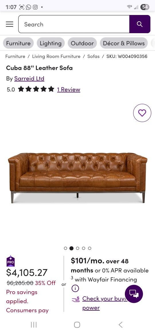 Modern Leather Button Sofa Couch New Open Box Delivery Available