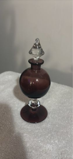 Purple Glass Perfume Bottle with Stopper