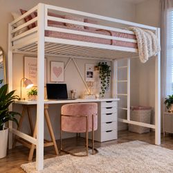 Twin size loft bed , white