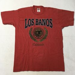 1989 LOS BANOS California Single Stitch Vintage LARGE RED FRUIT COTTON