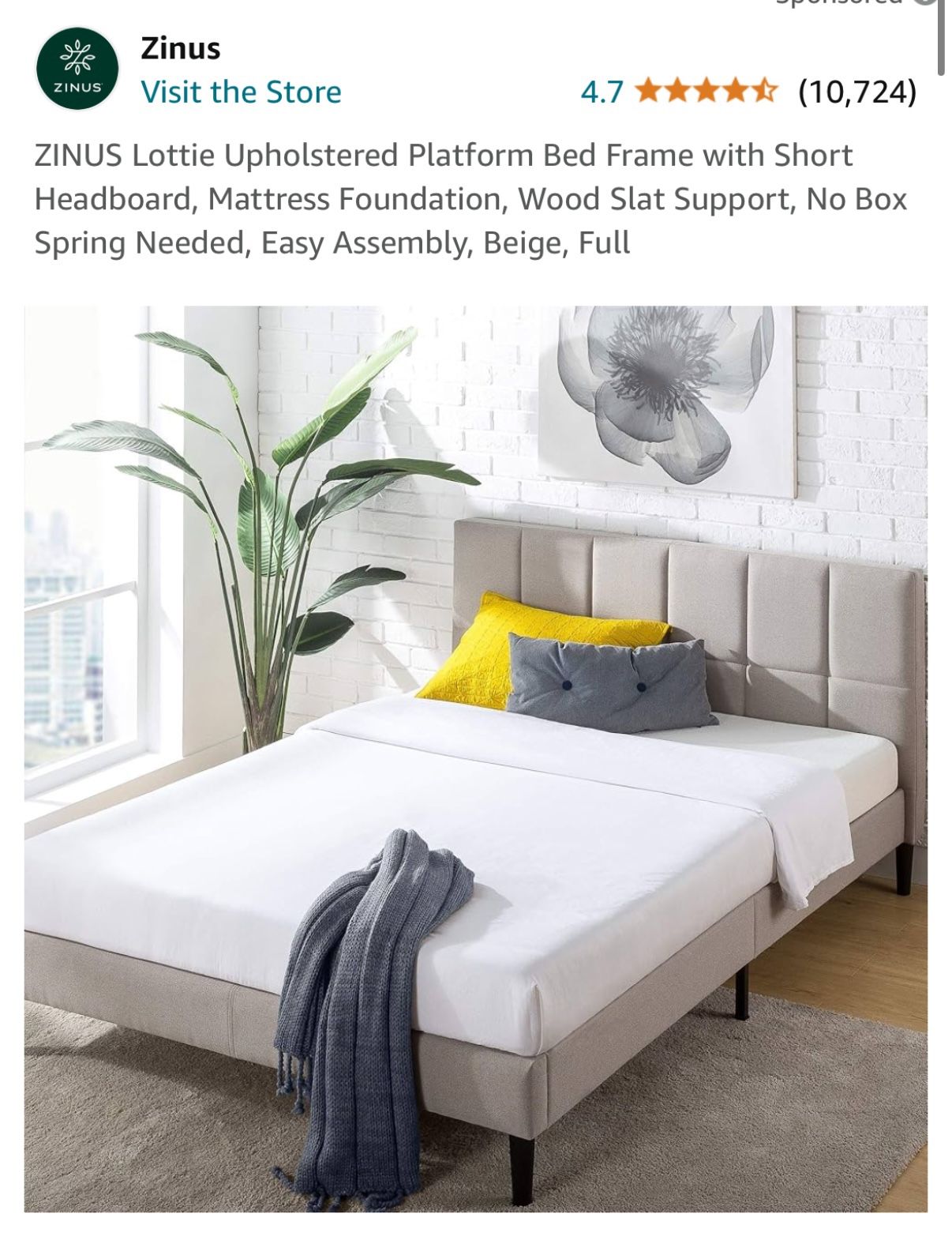 Upholstered full size bed frame