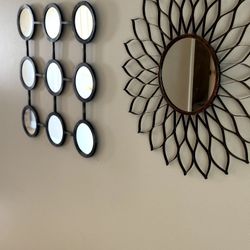 2 Mirrors And Wood Side Table