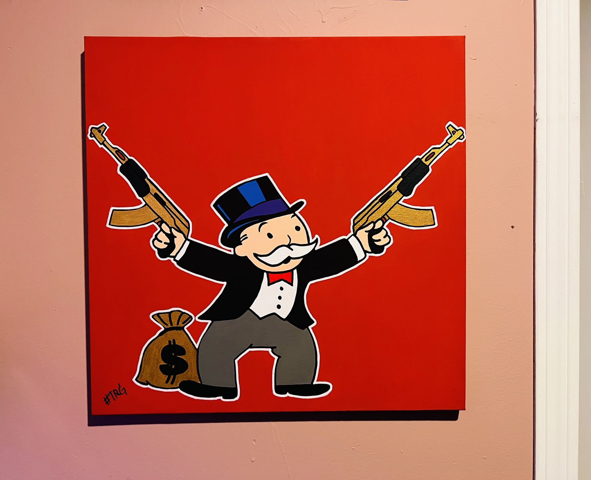 Monopoly Uncle Penny Bags Canvas Painting 