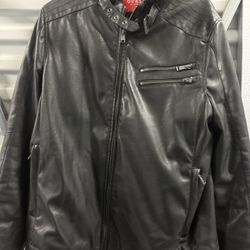 Guess Los Angeles Mens Faux Leather Jacket Size XL 