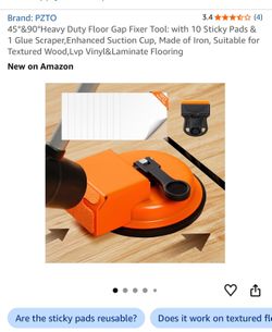 45°&90°Heavy Duty Floor Gap Fixer Tool: with 10 Sticky Pads & 1 Glue Scraper,Enhanced Suction Cup, Made of Iron, Suitable for Textured Wood,Lvp Vinyl&