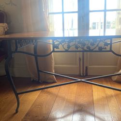 Cherry Wood Table With Metal Base