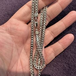 Solid 925 Silver Rhodium Franco Chain
