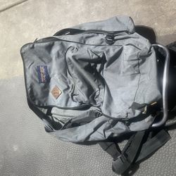 Vintage Jansport Metal Frame Backpack Hip Wings Hiking Camping Made In USA Gray