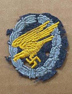 WWII German Luftwaffe Paratrooper Badge Patch