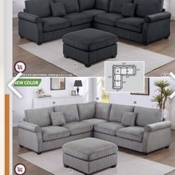 BRAND NEW 4PC SECTIONAL SOFA SET WITH OTTOMAN AND ACCENT PILLOWS INCLUDED $549