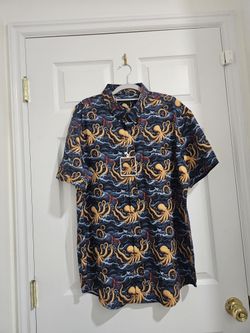 JTM Cr8ative Designs Golden Kraken Men's Oceanic Octopus Print Shirt