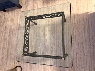 Glass Top Table with Ornate Iron Base