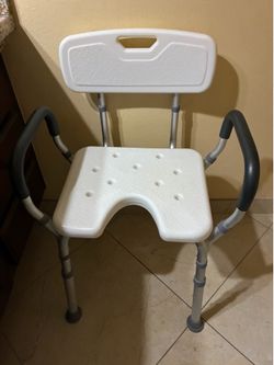 Height Adjustable Deluxe Hygienic Shower Chair & Bath Seat with Back & Arm Rest