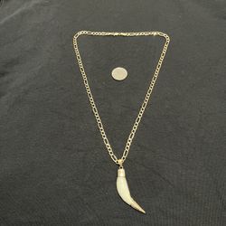 10kt gold chain and wolf fang
