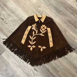 70’s Vintage- Thick Leather hippie poncho ✌🏼
