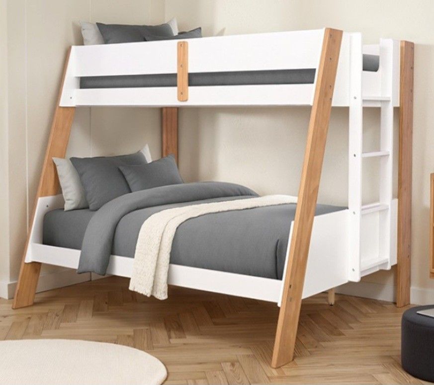 Brand New White & Natural Twin Over Full Bunk Bed 