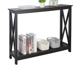 Entryway Table MDF Simple Style Console Table, Black X Shape 32" H