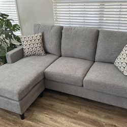 Light Gray Modern Stark 80” Sectional Sofa with Reversible Chaise by Living Spaces