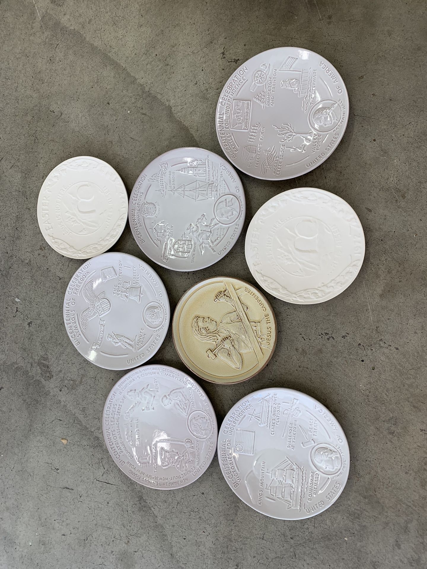 Frankoma Pottery, 5 Collectible Unique Limited Edition Bi-Centennial Plates, 2 Easter Plates, and 1 Jesus Plate