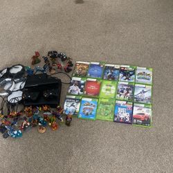 Xbox 360 with Various Games And Figures