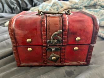 Small Red Wooden Treasure  Chest Box