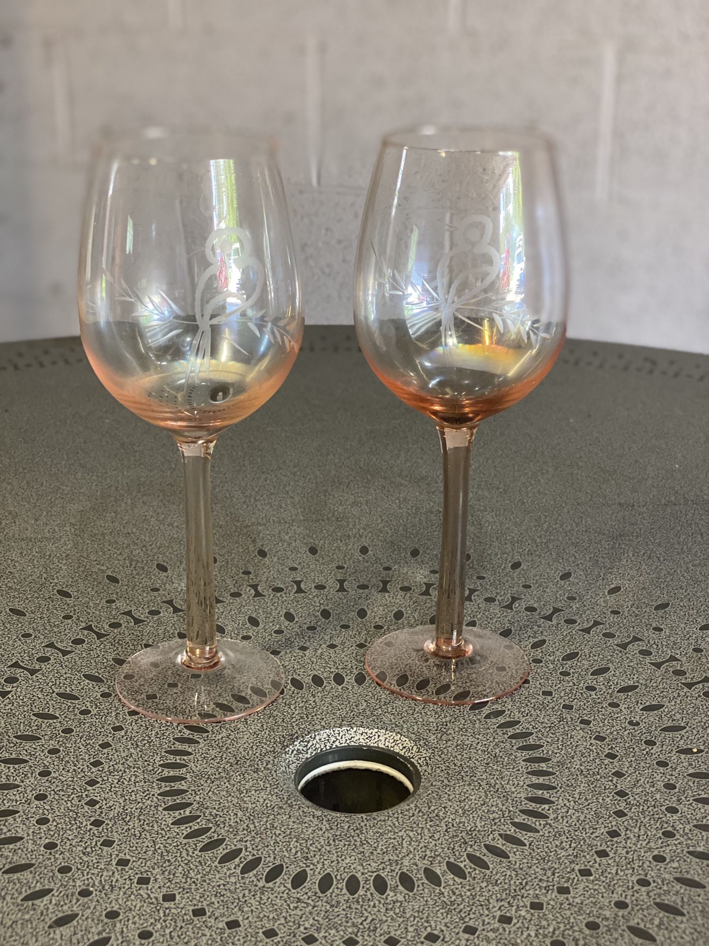 Beautiful Etched Wine Glasses