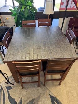 Counter Height Dining Table Set with 6 chairs - 53” x 53”