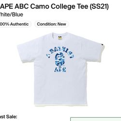 Bape Abc Camo College Tee White/Blue