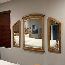 Oak mirror set-heavy/no flaws