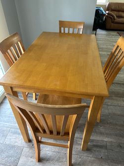 Wood Dining Table with 4 Chairs