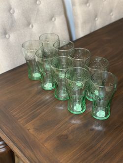 10 Pc Green Vintage Coca-Cola Glasses 16oz
