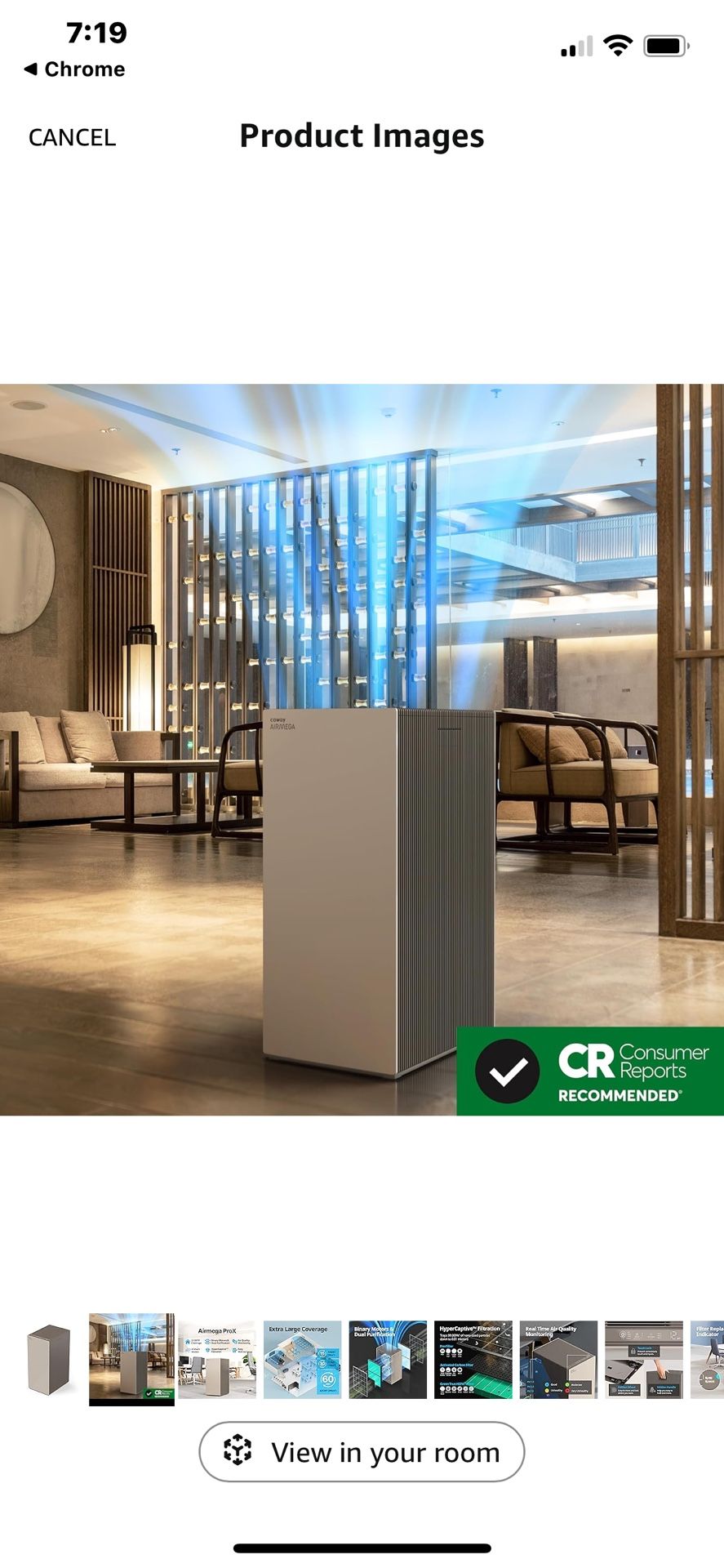 COWAY Air Purifiers for Large Room Whole Home Up to 4,253ft², 2 Sets of XL Washable Pre-Filters and True HEPA Filters for Dual Purification, PM1.0 AQI
