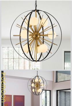 Sputnik Chandelier Dimensions: The mid century globe sputnik chandelier is D 24"and H 25"