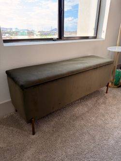Storage Bench with Brass Legs Sage Green