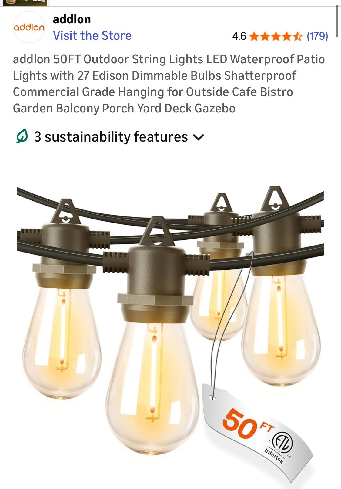 Addion New 50’ outdoor string lights