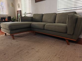 Article Timber Left Chaise Sectional Couch in Olio Green - Great Condition (Mid-Century Modern)