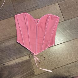 pink strapless corset top